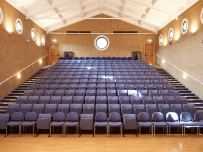 An empty Djanogly Recital Hall
