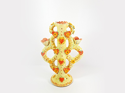 Yellow sculpture with orange decoration flowers