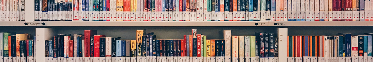 Shelf of books in a library