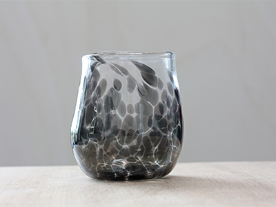 Louisa Raven glass cup with black swirls