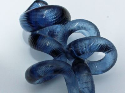 Twisted snake like glass sculpture