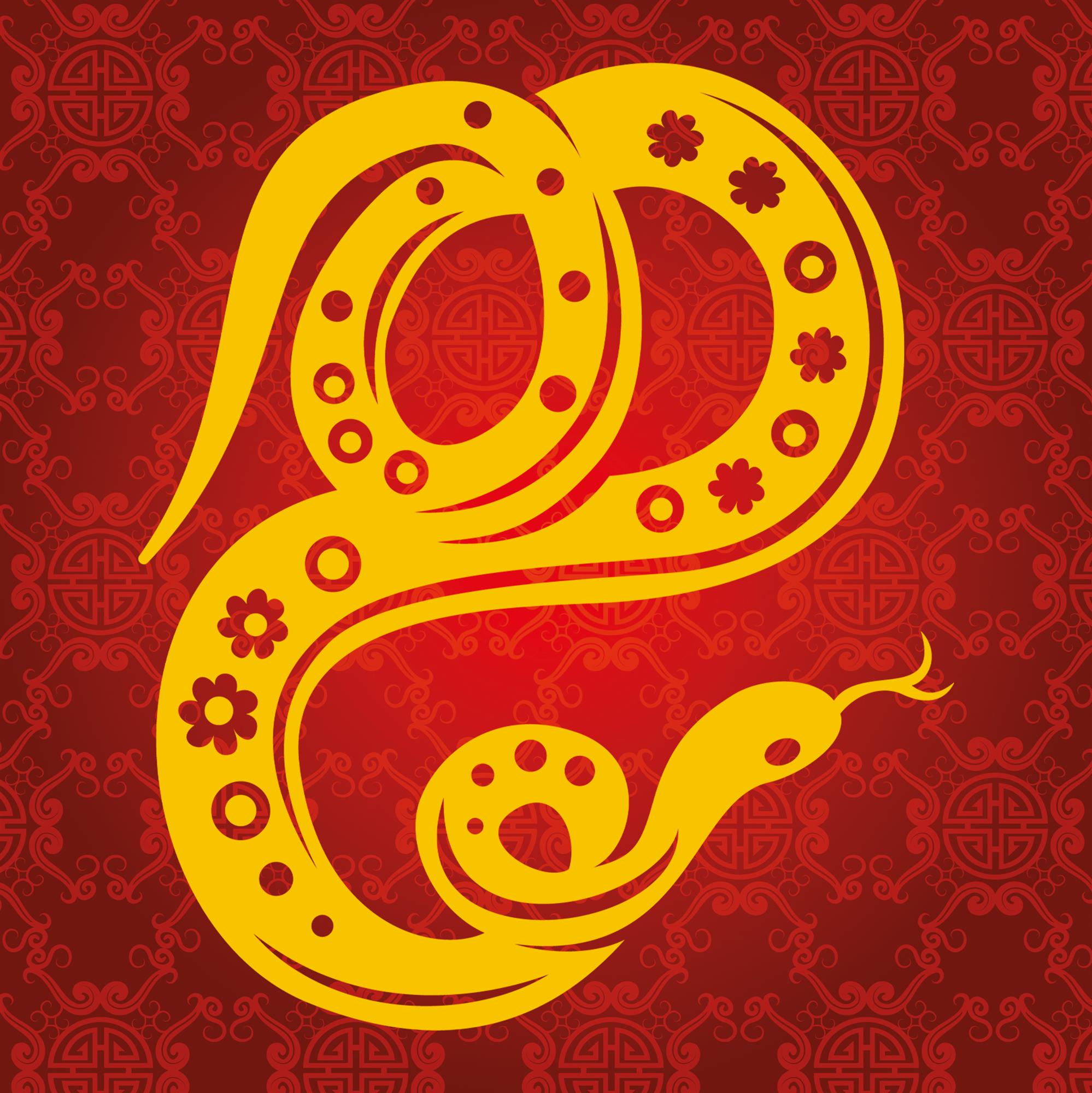 yellow snake on a red background